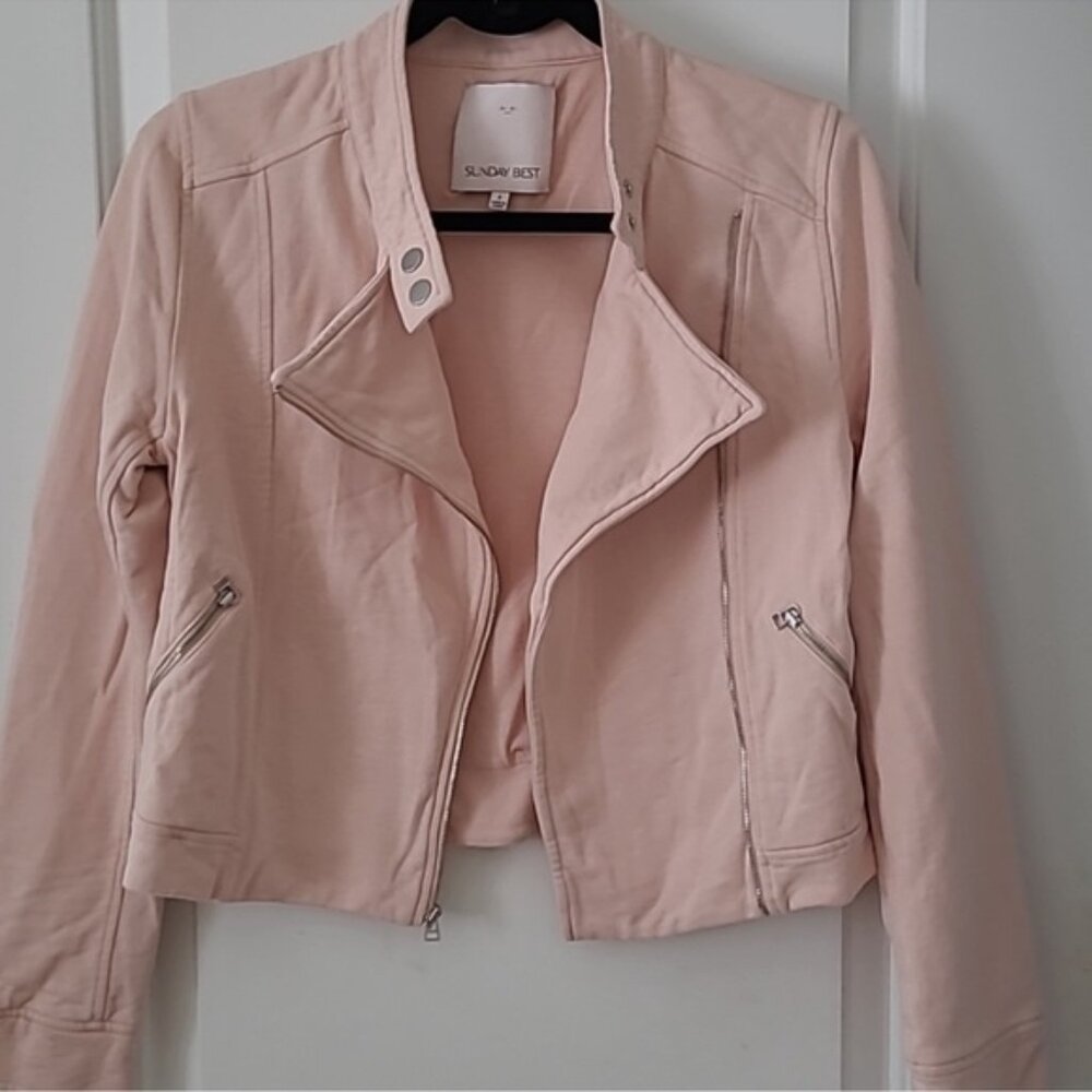 Aritzia Sunday Best Pink Kerouac Moto Jacket
